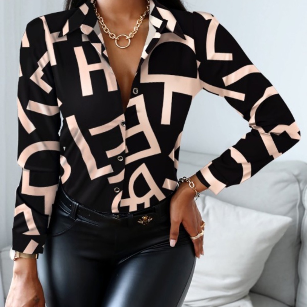 Black and beige button up shirt